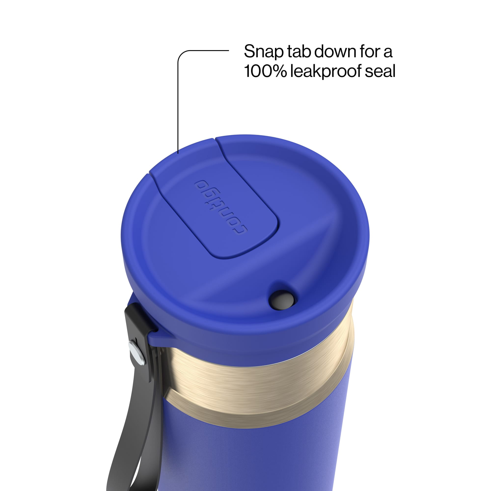 Contigo 24oz SnapSeal Insulated Stainless Steel Water Bottle with Straw, Indigo Blue/Champagne