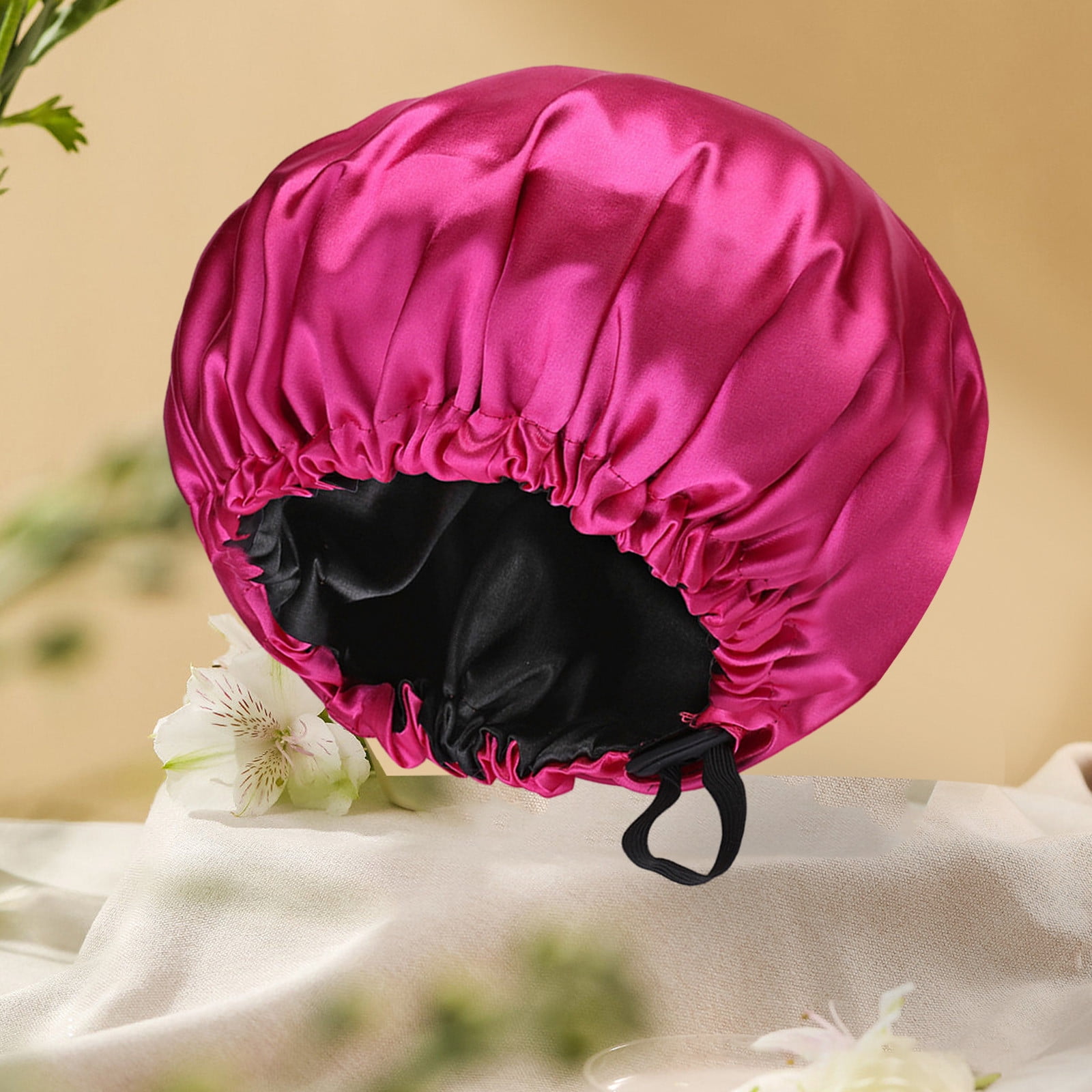 Weloille Reversible Silk Satin Cap For Sleeping, Adaptable Button Silk Satin Hair Cap, Fashionable Double Layer Hair Cap