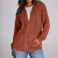 thumbnail image 4 of Sweaters for Women Long Sleeve Knitted Zip Up Hoodies Ribbed Pullover Loose Casual Sweatshirts with Pocket Orange XL, 4 of 8