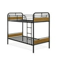 thumbnail image 7 of East West Furniture HYT0B01-1 Hedley Bunk Bed Frame with 4 Metal Legs - Magnificent Twin Bed in Powder Coating Black Color and Weather Wood Laminate, 7 of 7