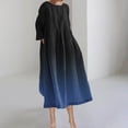 thumbnail image 2 of cfhntfmh Robes Grande Taille pour Femmes Mode Col Rond Manches Longues Robe Imprimée Décontractée Fluide Plage Midi, 2 of 6