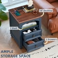 thumbnail image 3 of Farmhouse Nightstand with Charging Station, Wood End Table w/Arched-door Storage Space Decorate, 2 Storage Drawers, for Bedroom, Living Room, 3 of 7