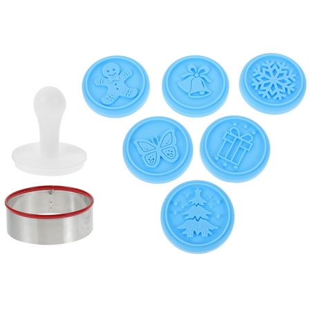 

6pcs Cookie Stamps Christmas Cake Molds Biscuit Molds DIY Hand Press Moulds (Blue)