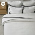 thumbnail image 5 of EVERGRACE Cotton Border Frame Tack-Stitch Quilt Bedding Set King Size, Coastal Oversized 3 Pieces Lightweight Bedspread Coverlet for All Season, with 2 Matching Shams, Washed Black, 5 of 8