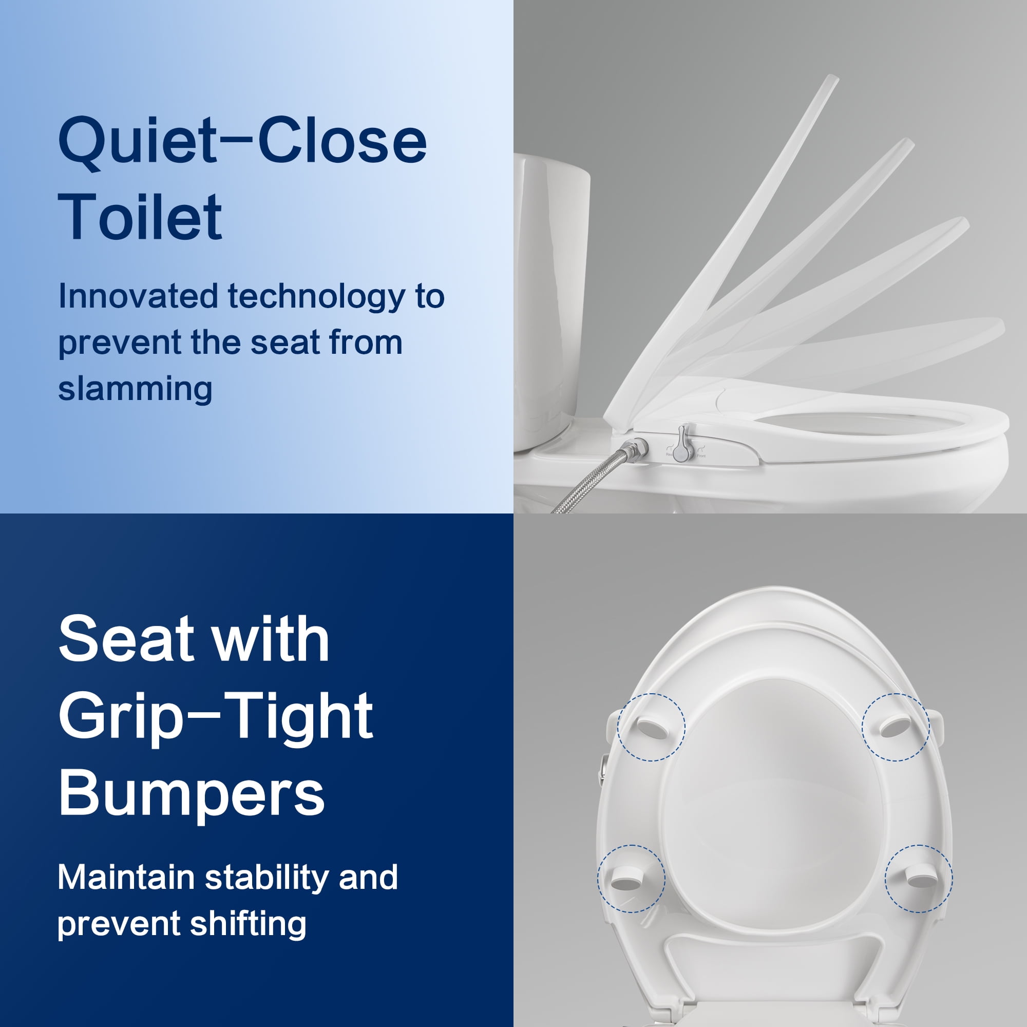 ANNWA Non-Electric Elongated Bidet Toilet Seat Dual Self-Cleaning Nozzle Front and Rear Wash