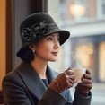 thumbnail image 5 of Slccxzc Elegant Adjustable Fedora Flower Decorated Bowler Hat Versatile Simple Design Dome Top Hat For Party, 5 of 7