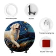 thumbnail image 4 of Balery Vintage Starry Sky Labrador A Print Bone China Decorative Plate Ceramic Dinner Plates Art Crafts with Display Stand-6in, 4 of 6