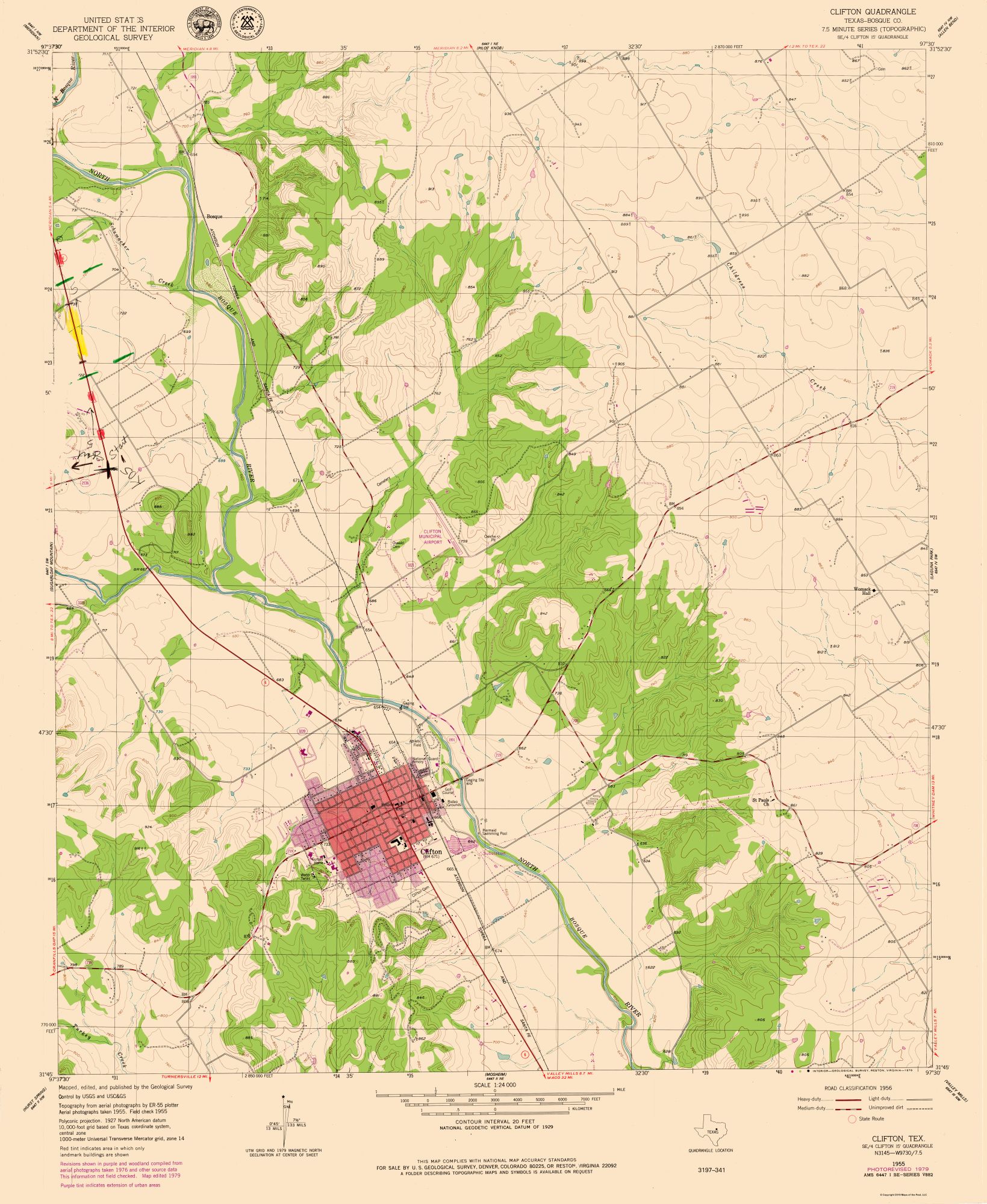 Clifton Texas Quad USGS 1955 23 x 28.06