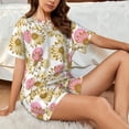 thumbnail image 4 of Pofeuu Sunflowers Print Women's Pajama Set Short/Shorts Soft Button PJs Elastic Drawstring Waist Sleepwear-4X-Large, 4 of 6