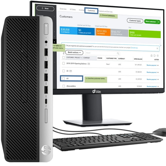 Restored HP ProDesk G5 SFF Desktop Computer PC Intel Hexa Core i5-9500 upto 4.40GHz 64GB DDR4 Ram 2TB SSD, Built-in Wi-Fi New 24" LED Monitor, Bto Keyboard & Mouse, Windows 11 Pro (Refurbished)