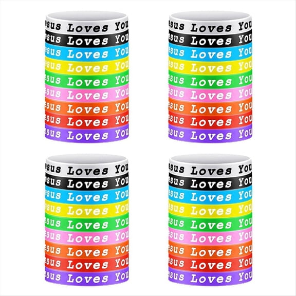 Quaqdae 36Pcs Jesus Loves You Silicone Wristbands Colorful Rubber Bracelets Christian Adult Youth
