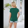 thumbnail image 4 of Blusas de Mujer con Cuello en V, Estampado Floral de Crochet, Corta, Informal, de Verano Verde M, 4 of 10