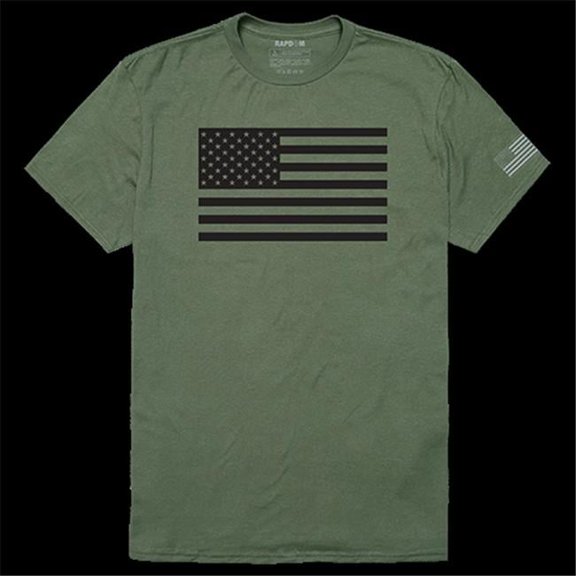 Tonal Flag Tactical Graphic Tee Shirt, Olive - 2XL