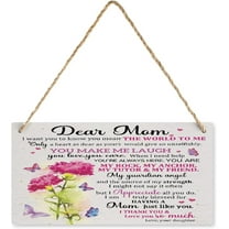 12x6 Inch Mom Gift From Daughter, Dear Mom I Want You To Know You Mean The World To Me Quote Carnation Wood Hanging Art Wall Decor Sign Decor For Mom, MotherāS Day Birthday Gifts For Mom