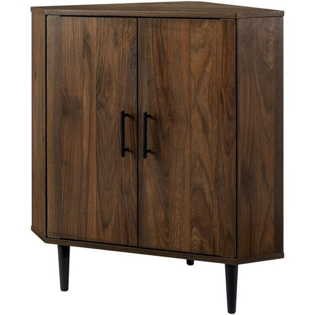Bowery Hill MDF Dark Walnut Corner Cabinet Rectangular Contemporary 32"H Unassembled