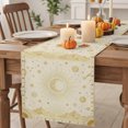 thumbnail image 2 of Golden Abstract Cotton Linen Rectangle Table Runners 13"x48", Rising Horizon Sun Mystical Moon Coffee Table Runner Dresser Scarves Luxury Table Runners for Wedding Party Banquet Dinner Decor, 2 of 8