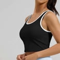 thumbnail image 4 of Sevevn Women's Contrast Trim Square Neck Crop Tank Top High Stretch Sleeveless Workout Cami Slim Fit Athletic Yoga Top, 4 of 5
