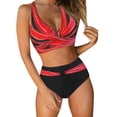 thumbnail image 1 of Swimsuits Women Push Up Vintage Retro Ruched High Waist Print Bikini Set Red Womens Bathing Suits XL, 1 of 4