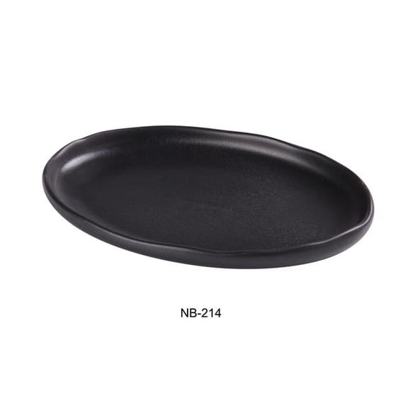 Yanco NB-214 Noble Black Oval Plate, Black - Pack of 12