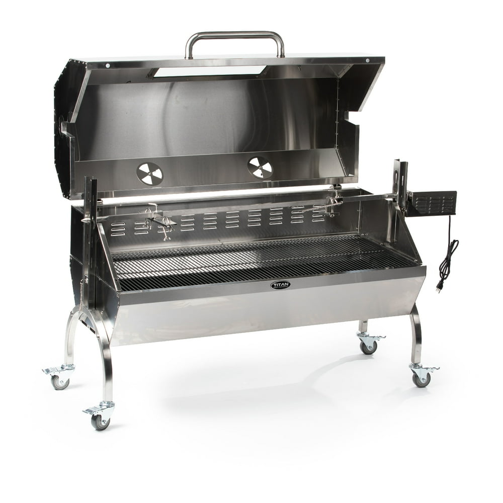 Titan Great Outdoors 25W Stainless Steel Rotisserie Grill, Rated 125 LB