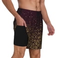 thumbnail image 2 of Haiem Gold sparklin Pattern Mens Swim Trunks with Compression Liner 2 in 1 Swimming Shorts Stretch Swimwear Quick Dry,Board Shorts-XX-Large, 2 of 6