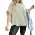 thumbnail image 2 of Liquidation d'Été Iumwxz Chemises à Rivets Surdimensionnés Mode Hauts de Sortie pour Femmes T-Shirts Unis Manches Chauve-Souris Col Rond Hauts pour Femmes jusqu'à 60 % de Rabais sur les Vêtements Décontractés Quotidiens, 2 of 3