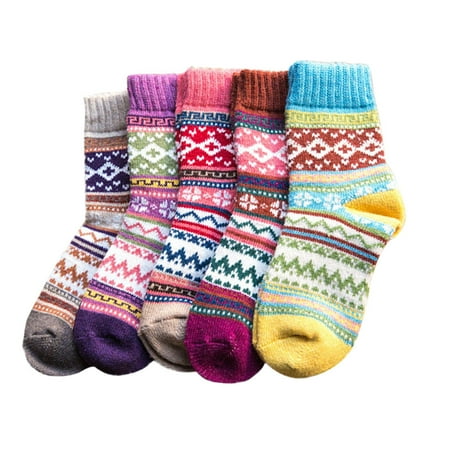 

Fuieoe Boot Socks for Women Women Casual Print Winter Warm Thick Wool Vintage Colorful Knit Soft Gift Socks