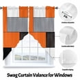 thumbnail image 3 of Orange Gray Swag Valances for Windows 2 Pack Abstract Color Block Geometric Modern Swag Kitchen Curtains 63 Inches Long Rod Pocket Short Window Treatment for Kitchen Bathroom 36"x63", 3 of 8