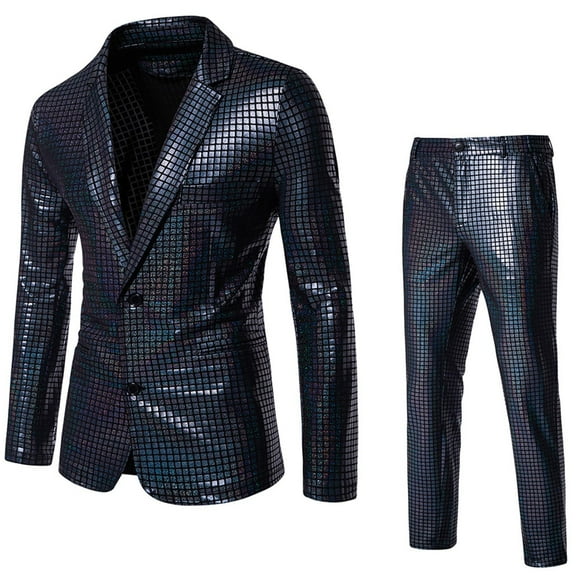 COM1950s Coats for Men, Suits for Men, Men Shiny Nightclub Button Pocket Beaded Suit Long Sleeved Hatless Casual Coat, Coat for Men, Long Coat Men, Suit for Men, Men's Long Coat, Long Coats for Men