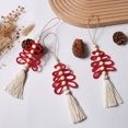 thumbnail image 3 of 6 Pcs Rustic Christmas Tree Burlap Ornaments Boho Xmas Decor with Wood Beads Farmhouse Handmade Christmas Tree Hanging Ornaments Car Accessories for DIY Xmas Party Decor, 3 of 6
