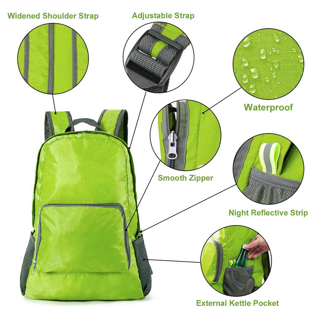 Amerteer Ultra Lightweight Packable Backpack Water Resistant Hiking Daypack,Small Backpack Handy Foldable Camping Outdoor Backpack Little Bag for Women and Men - image 2 of 7