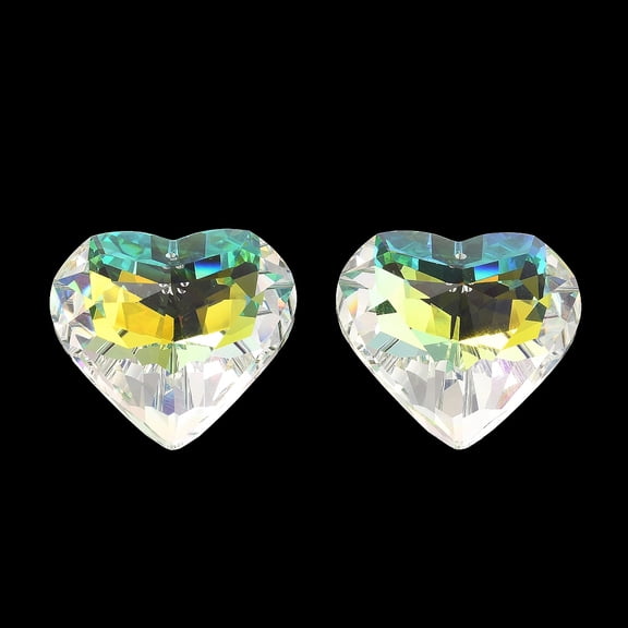 Electroplate Glass Charms Faceted for Chandelier Crystal Hanging Pendants Heart Clear AB 43.5x45.5x26mm Hole: 1.8mm