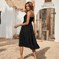 thumbnail image 4 of MLDRA Women’s Summer Sleeveless Midi Dress Spaghetti Strap Flowy Smocked Tiered Loose Fit Casual for Beach Vacation, Black, 4 of 6