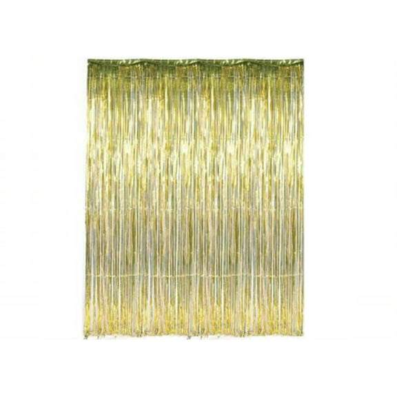 JenlyFavors Metallic Foil Tassel Curtain Fringe Wall Decoration Hanging Gold Party Streamer, 3' x 8'