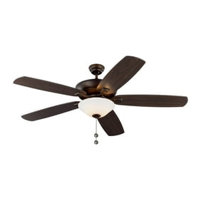 5 Blade 60 Inch Ceiling Fan With Light Kit Roman Bronze Finish With Bronze/American Walnut Blade Finish With Matte White Glass - Bailey Street Home