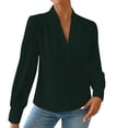 thumbnail image 1 of Cathalem Chemise en Lin pour Femmes Tunique Décontractée à Manches Longues Col Rond Pull Chemises, Vert TG, 1 of 5