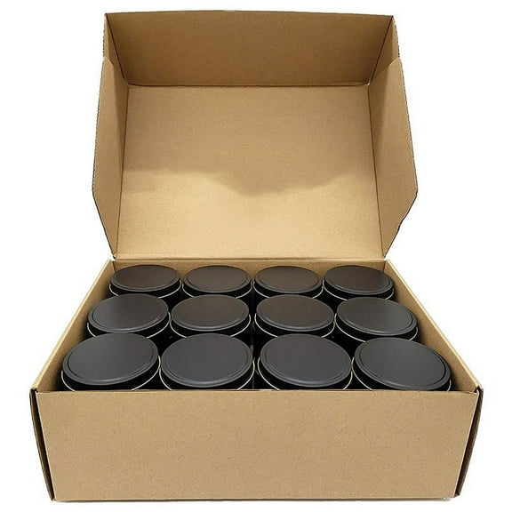 Candle Tins, 24 Piece, 4 Oz Metal Containers for Making Candles, Arts & Crafts, Dry Storage,Black