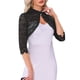 thumbnail image 4 of BOLERO CHIC ELEGANTE de Encaje para Mujeres, Cárdigan de Encaje Floral Transparente de Manga 3/4, Talla M, Negro, 4 of 6