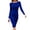 Blue, variant on Fesfesfes Women Dress Casual Long Sleeve Round Neck Solid Drawstring Dress