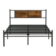 thumbnail image 6 of King Size Heavy Duty Metal Bed Frame, Platform Bed with Wood Headboard and Under Bed Storage, No Box Spring Needed, Black, 6 of 9