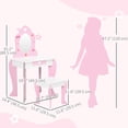 thumbnail image 3 of Qaba Kids Vanity Table & Chair Set with Drawer, Love Heart & Bow Patterns, 3 of 10