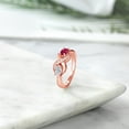 thumbnail image 4 of Gem Stone King 18K Rose Gold Plated Silver Lab Grown Diamond and Red Ruby and White Created Sapphire Infinity Promise Ring for Women | 1.09 Cttw | Oval 6X4MM | Gemstone April Birthstone | Size 7, 4 of 5