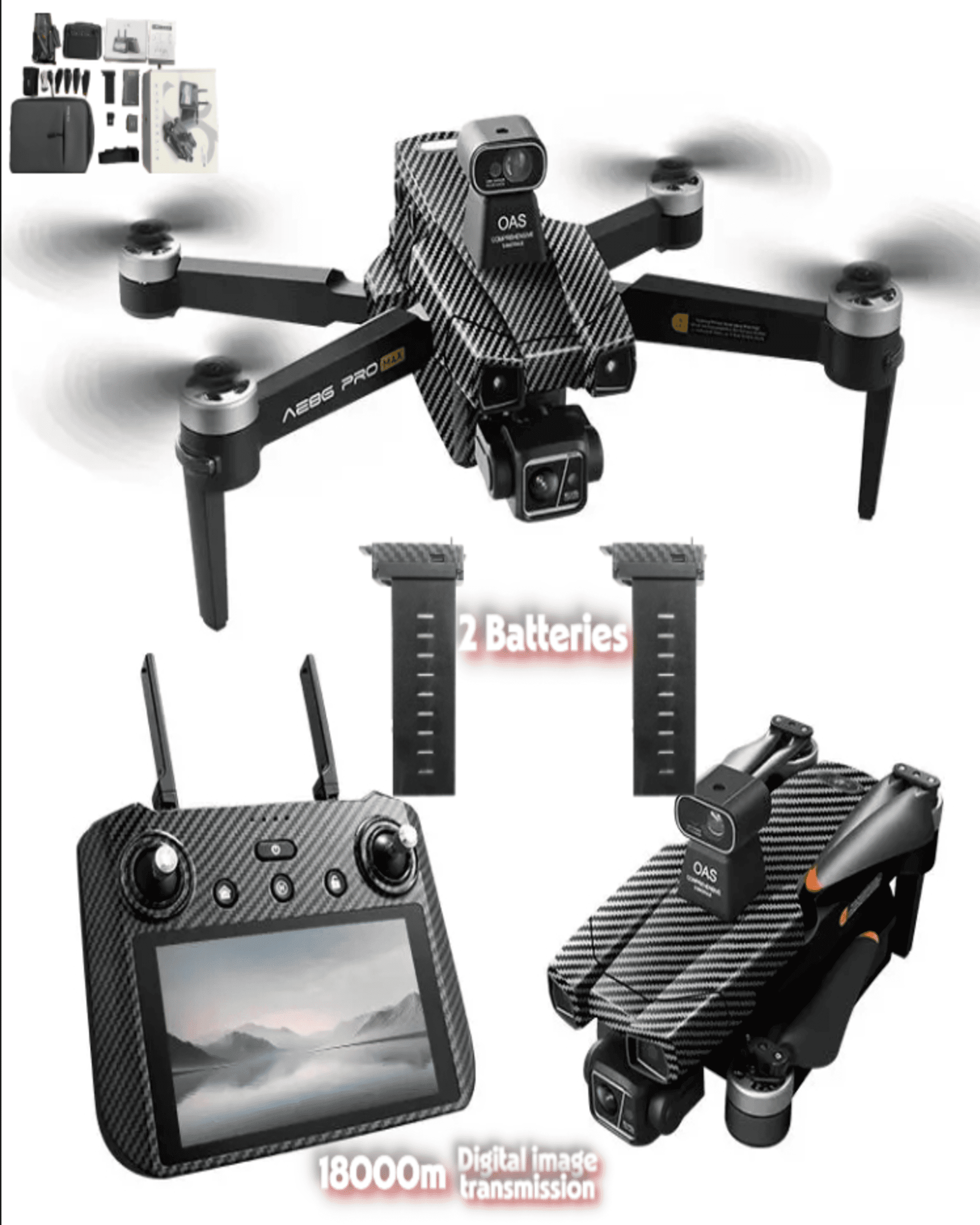 Ae86 Pro-Max Screen Control Aerial Drone, Obstacle Avoidance drone 2 Batteries