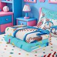 thumbnail image 5 of meiyoeat Watercolor Baseball Cream Zipper Twin Comforter Sets with Fitted Sheet and 2 Pillowcases For Kids,Ball Ice Drip Zipper Bedding Set For Boys,Polkadot Reversible,4 Pieces, 5 of 7