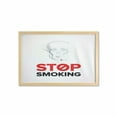 thumbnail image 1 of Skull Smoking Wall Art with Frame, Smoke of Cigarette Depicted as Skeleton Head Saying Stop Using it, Printed Fabric Poster for Bathroom Living Room, 35" x 23", Pearl and Multicolor, by Ambesonne, 1 of 2
