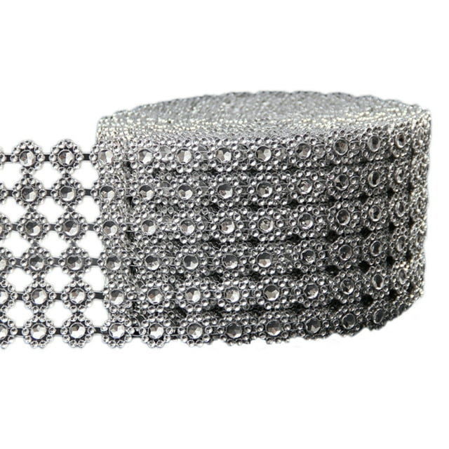 Coofit 2 Rouleaux Ruban de Strass 6 Rangées Fleur Maille Cristal Ruban Ruban Diamant