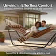 thumbnail image 2 of Sunnydaze 2-Person Polyester Spreader Bar Hammock with Stand, 440 lb Capacity - Woodland Stripe, 2 of 12