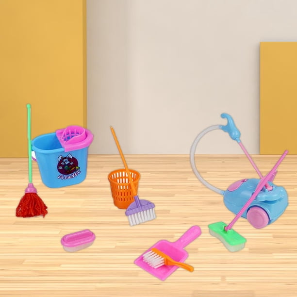 de limpieza para niños-9 piezas de cepillo de juguete de simulación, escoba de barrido, , recogedor de polvo, , herramienta de Hugo juguetes de juego de fregona de limpieza