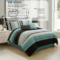 thumbnail image 6 of Lanco Moroccan Aqua/Brown/Light Blue 8-Piece Comforter Set, Grey, California King, Striped/Geometric Patchwork, 6 of 9