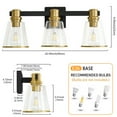 thumbnail image 4 of Vanity Lights Black Gold Bathroom Light Fixtures Over Mirror, 3 Light Vanity Lighting Fixtures, Mid Century Modern Wall Sconce with Clear Glass Shades for Farmhouse Bedroom, 4 of 7